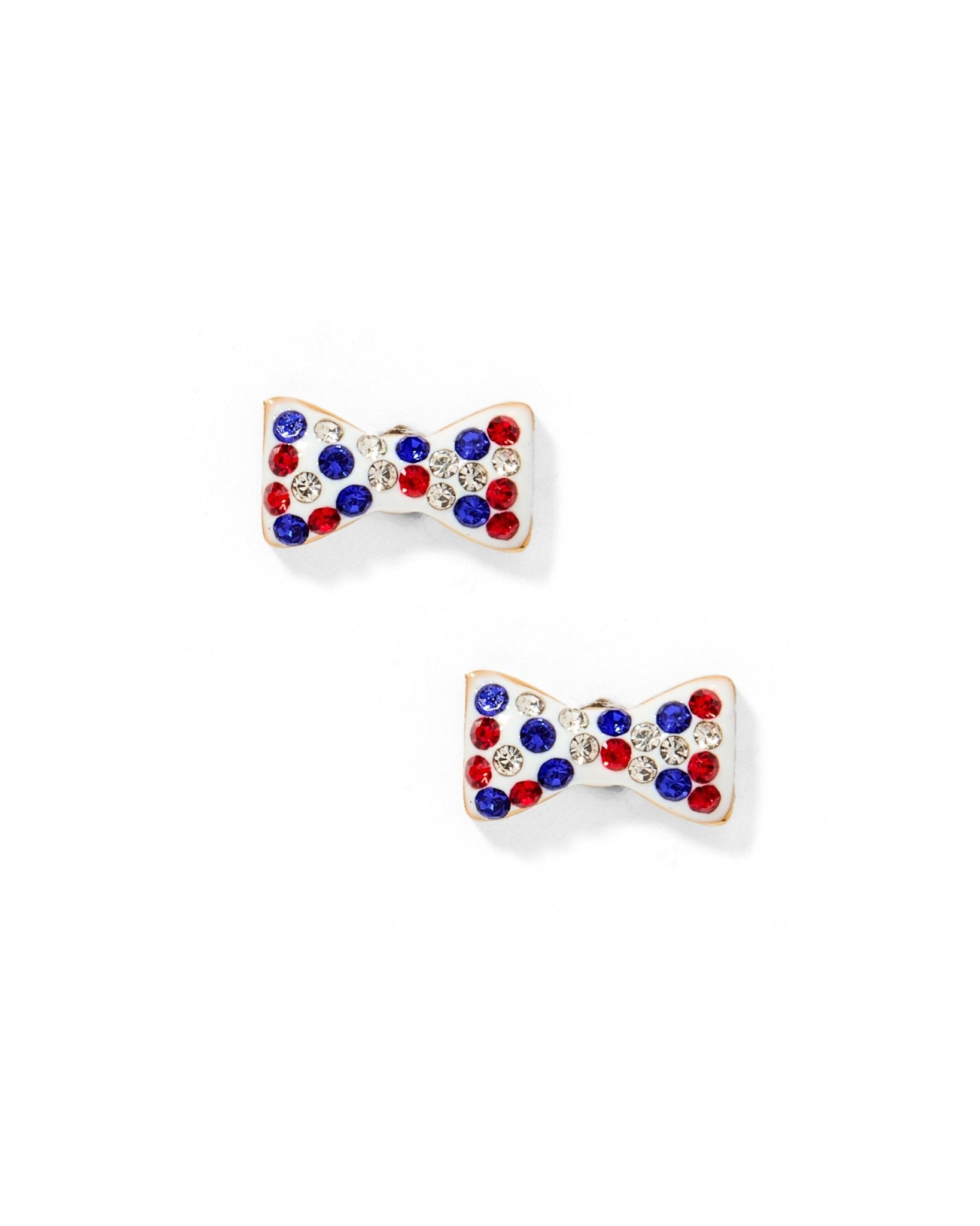 Screwback Stud Earrings - Frances Bow Red, White & Blue - LINNY CO WholesaleStuds