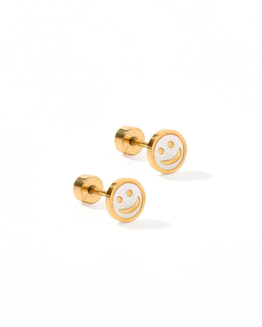 Screwback Stud Earrings - Happy Face - LINNY CO WholesaleStuds