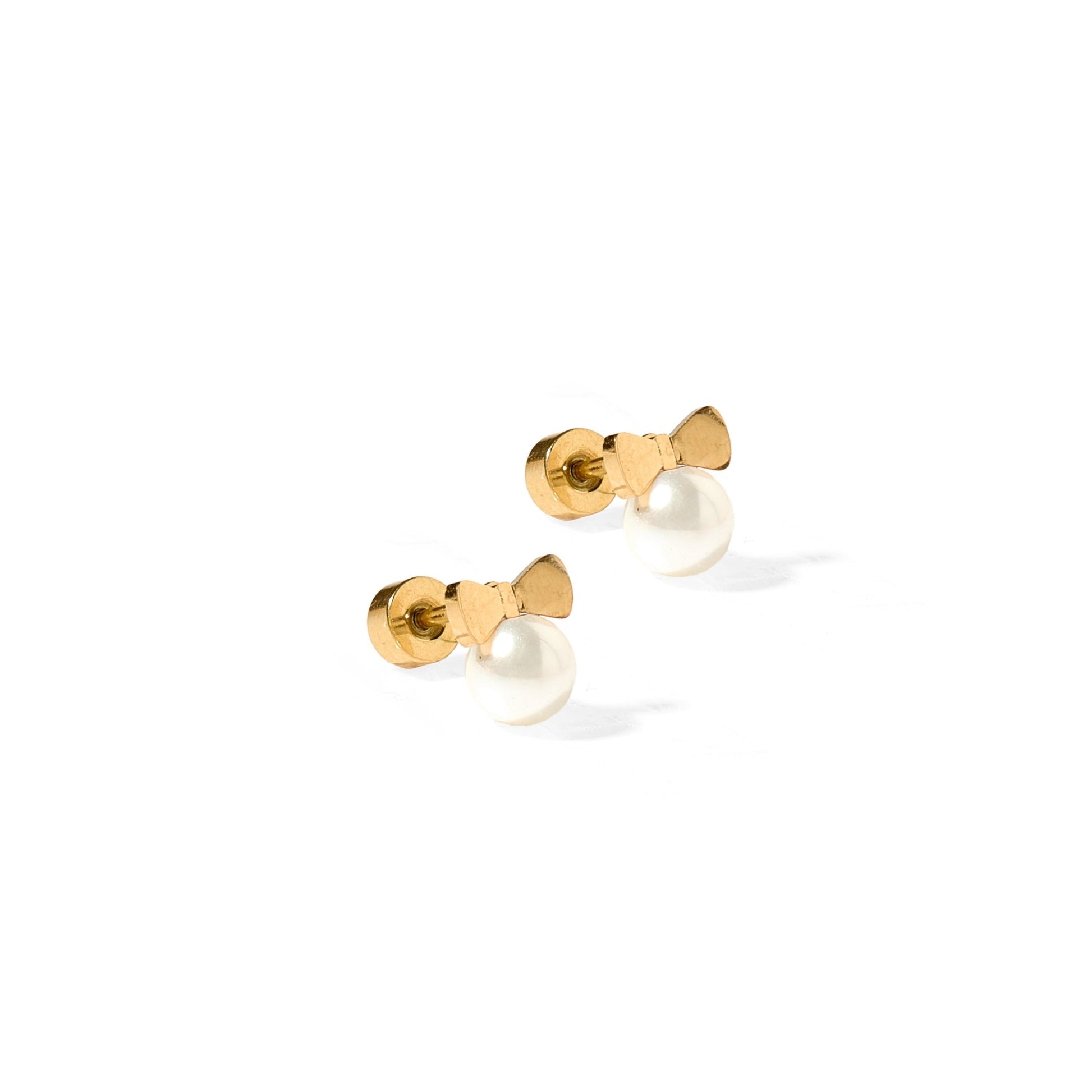 Screwback Stud Earrings - Heidi Pearl Bow - LINNY CO WholesaleStuds