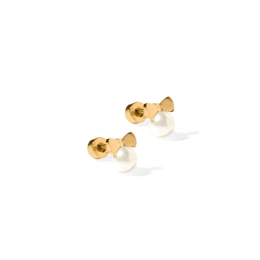 Screwback Stud Earrings - Heidi Pearl Bow - LINNY CO WholesaleStuds