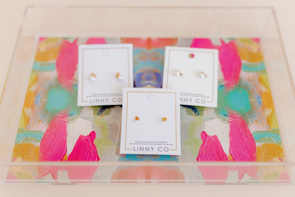 Screwback Stud Earrings - Heidi Pearl Bow - LINNY CO WholesaleStuds