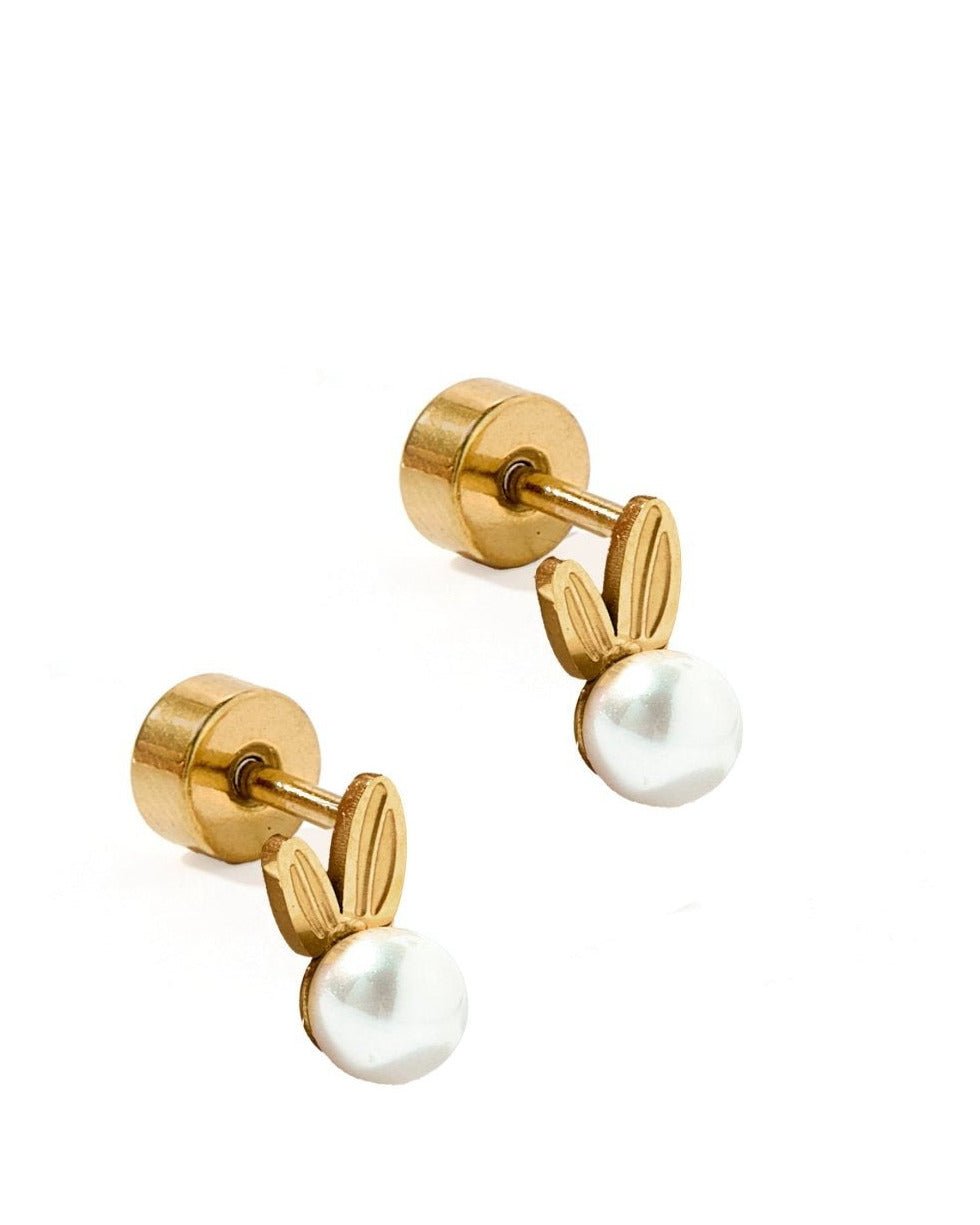 Screwback Stud Earrings - Heidi Pearl Bunny - LINNY CO WholesaleStuds
