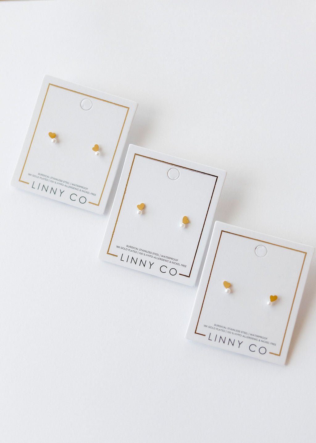 Screwback Stud Earrings - Heidi Pearl Heart - LINNY CO WholesaleStuds