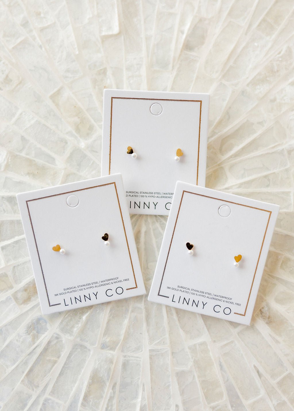 Screwback Stud Earrings - Heidi Pearl Heart - LINNY CO WholesaleStuds