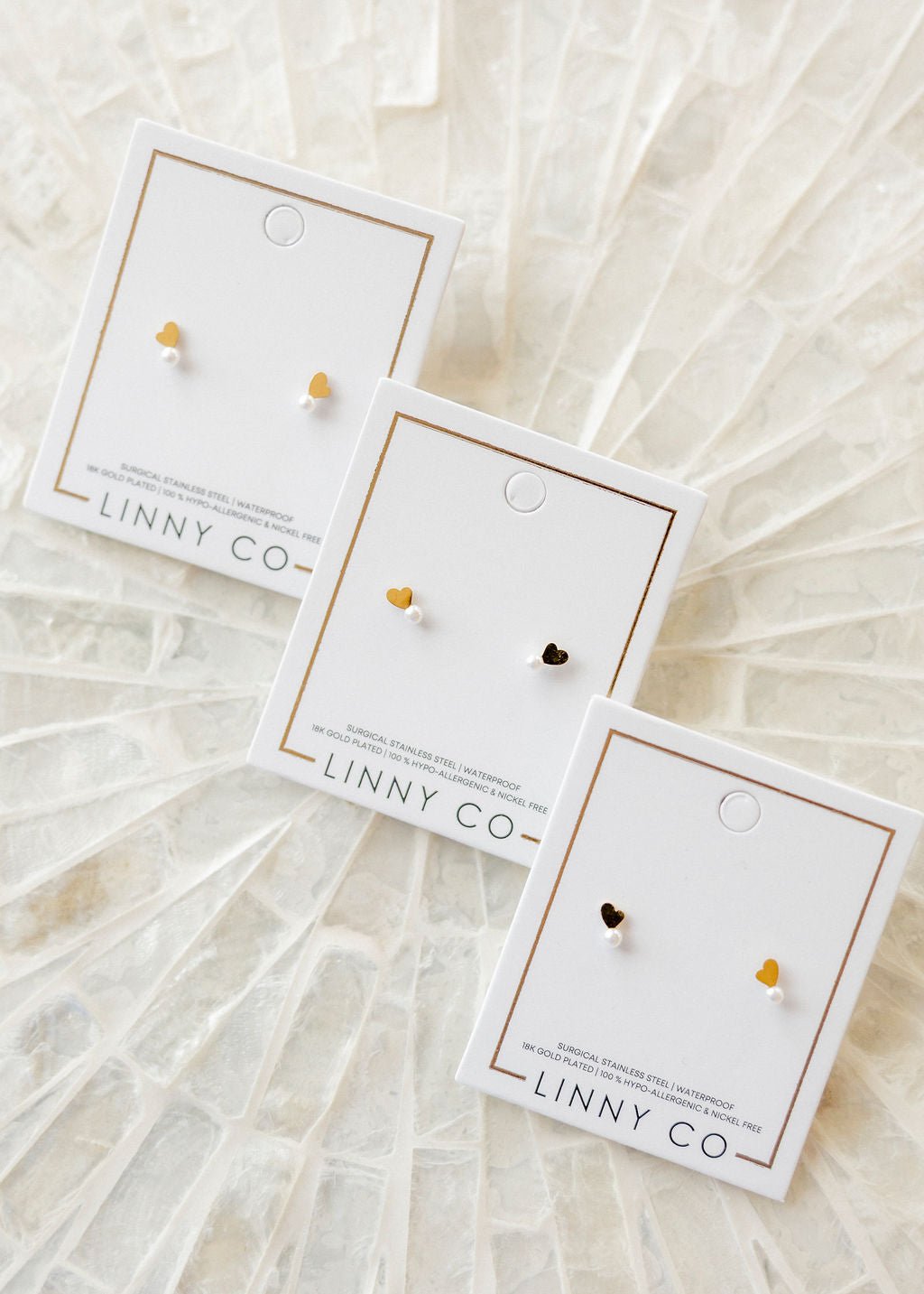 Screwback Stud Earrings - Heidi Pearl Heart - LINNY CO WholesaleStuds