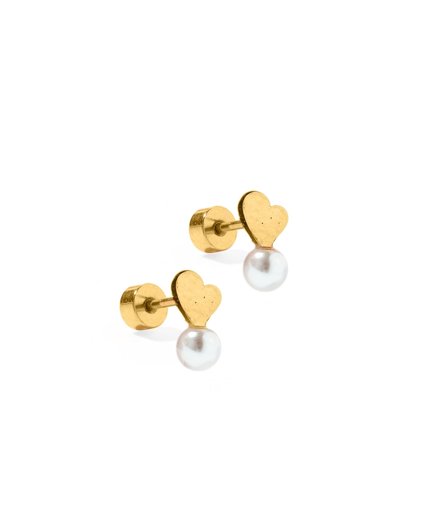 Screwback Stud Earrings - Heidi Pearl Heart - LINNY CO WholesaleStuds