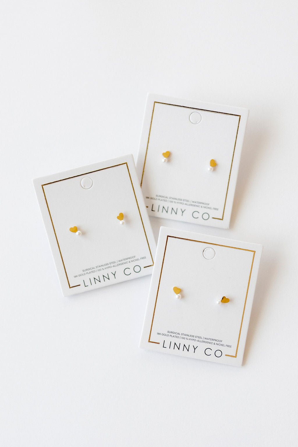 Screwback Stud Earrings - Heidi Pearl Heart - LINNY CO WholesaleStuds