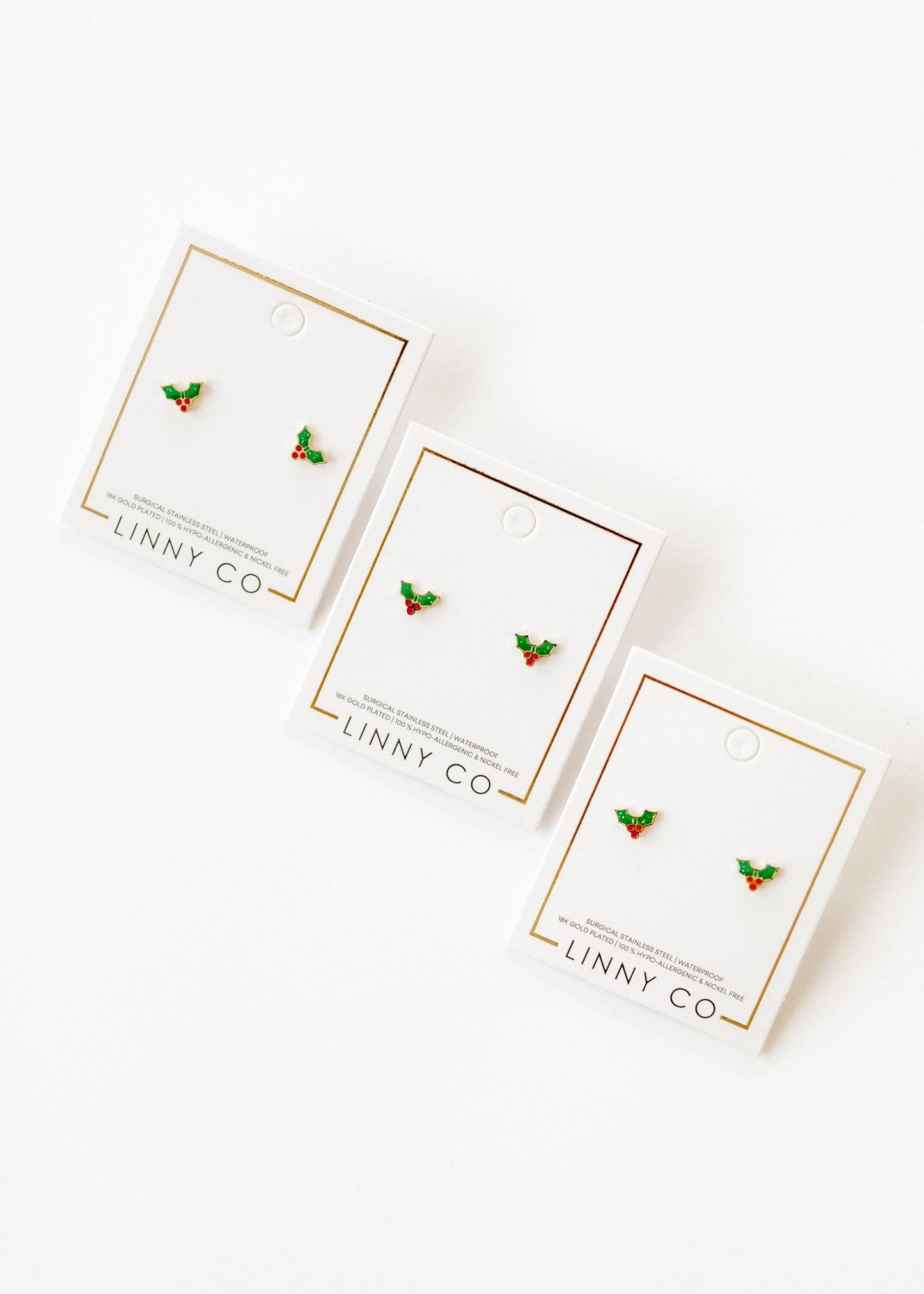 Screwback Stud Earrings - Holly Berry - LINNY CO WholesaleStuds