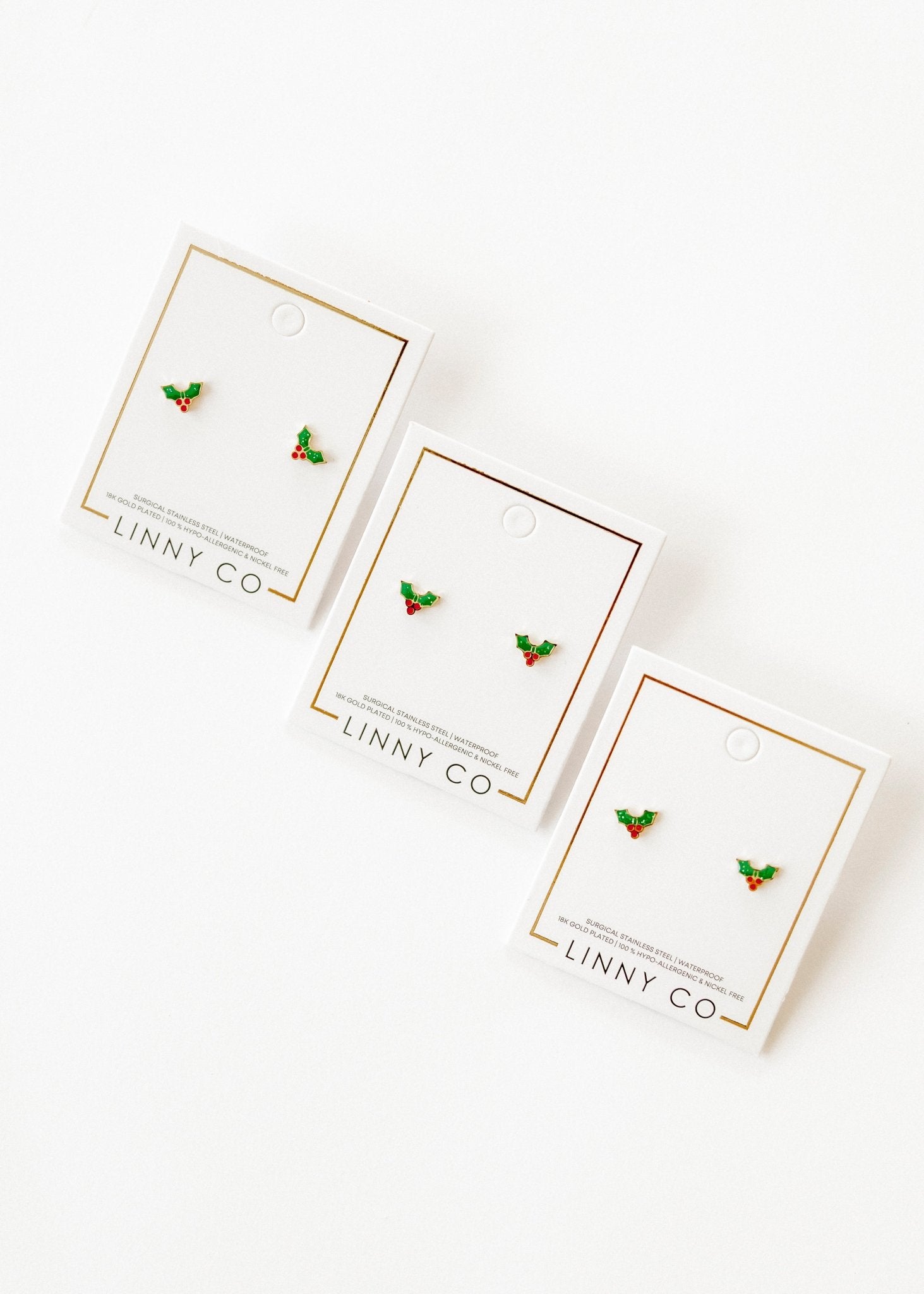 Screwback Stud Earrings - Holly Berry - LINNY CO WholesaleStuds