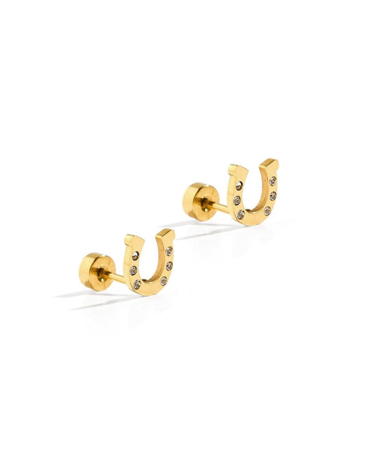 Screwback Stud Earrings - Horseshoe Gold - LINNY CO WholesaleStuds