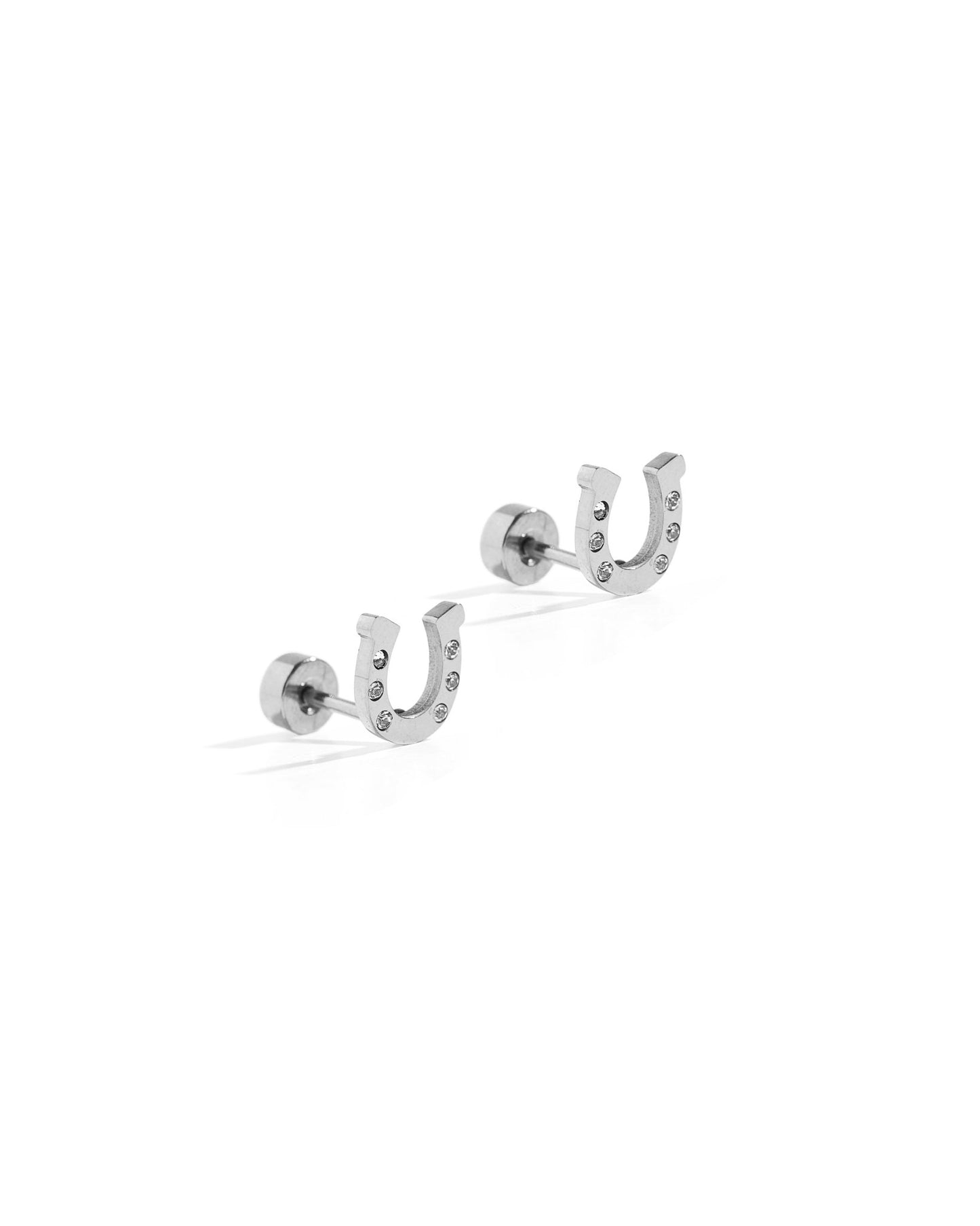 Screwback Stud Earrings - Horseshoe Silver - LINNY CO WholesaleStuds