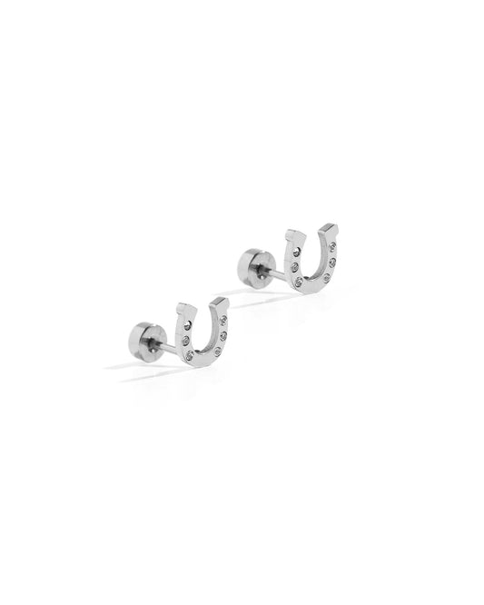 Screwback Stud Earrings - Horseshoe Silver - LINNY CO WholesaleStuds