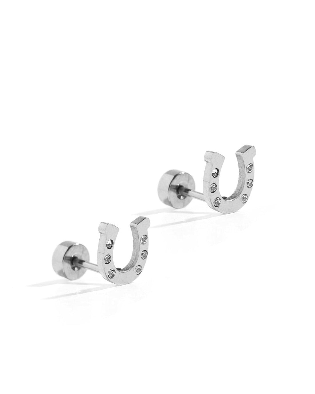 Screwback Stud Earrings - Horseshoe Silver - LINNY CO WholesaleStuds
