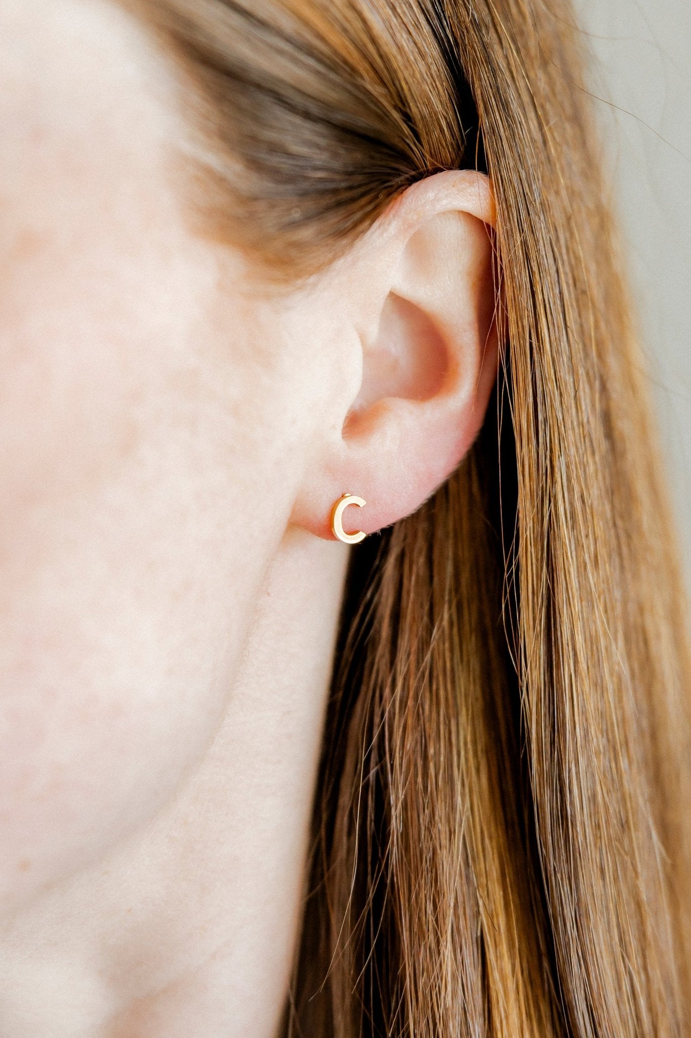 Screwback Stud Earrings - Initial C - LINNY CO WholesaleStuds