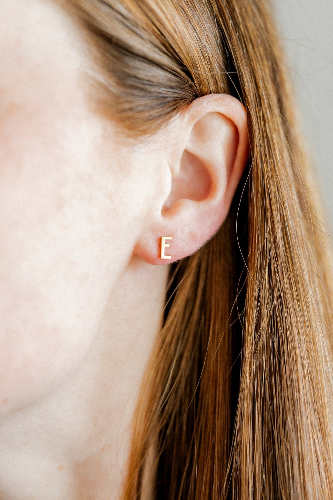 Screwback Stud Earrings - Initial E - LINNY CO WholesaleStuds