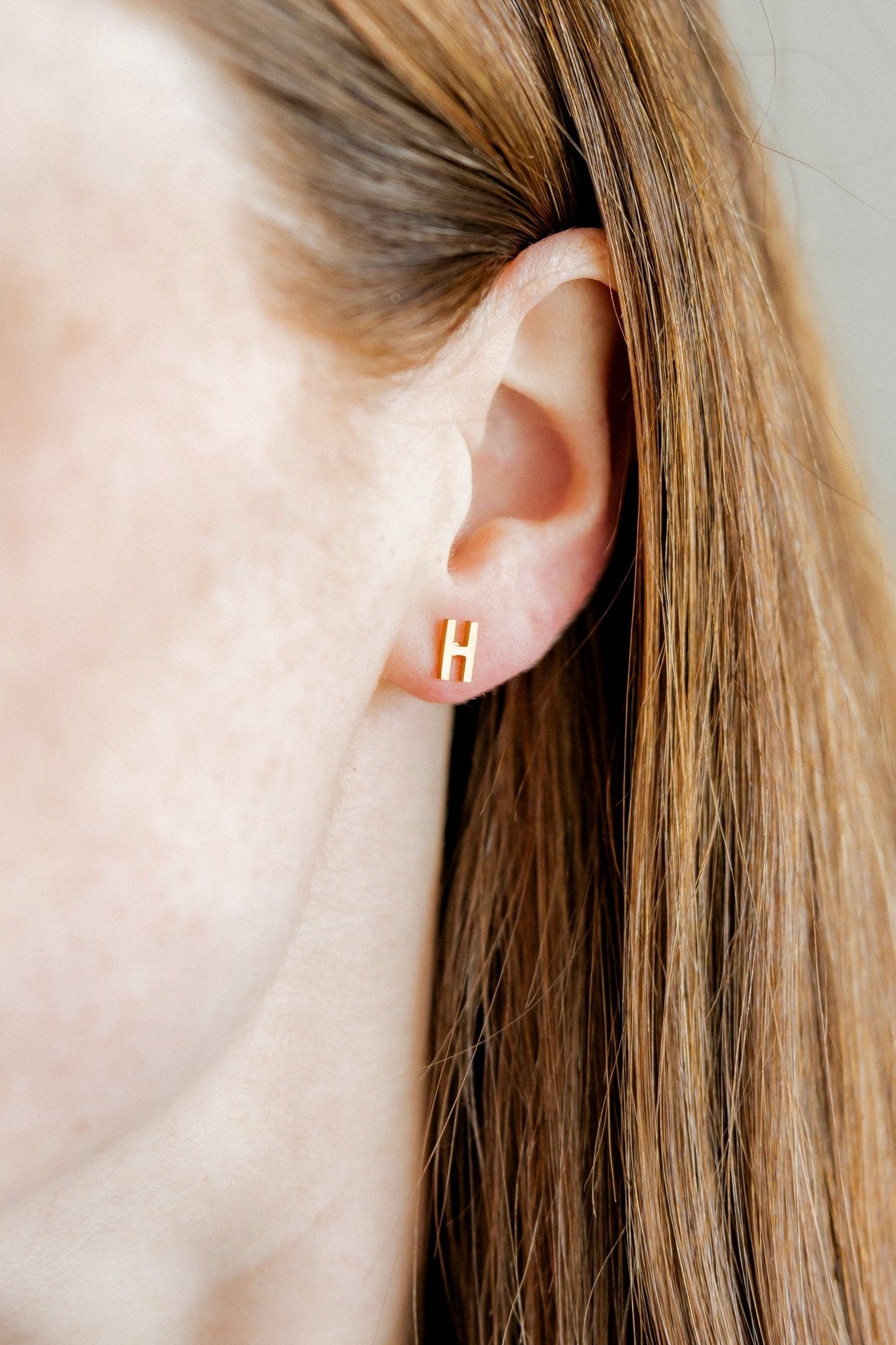 Screwback Stud Earrings - Initial H - LINNY CO WholesaleStuds
