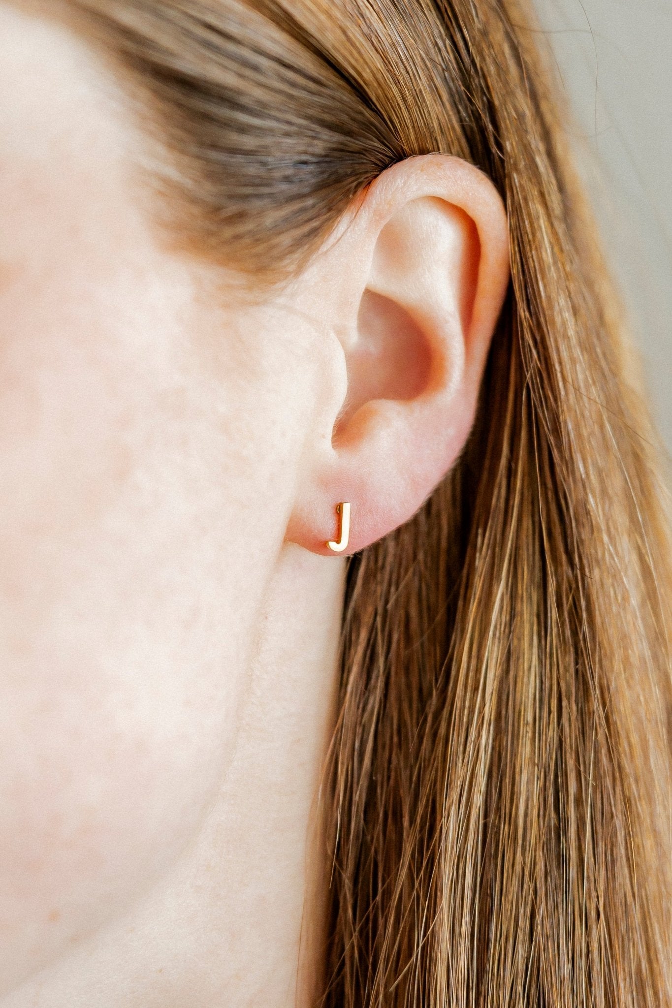 Screwback Stud Earrings - Initial J - LINNY CO WholesaleStuds