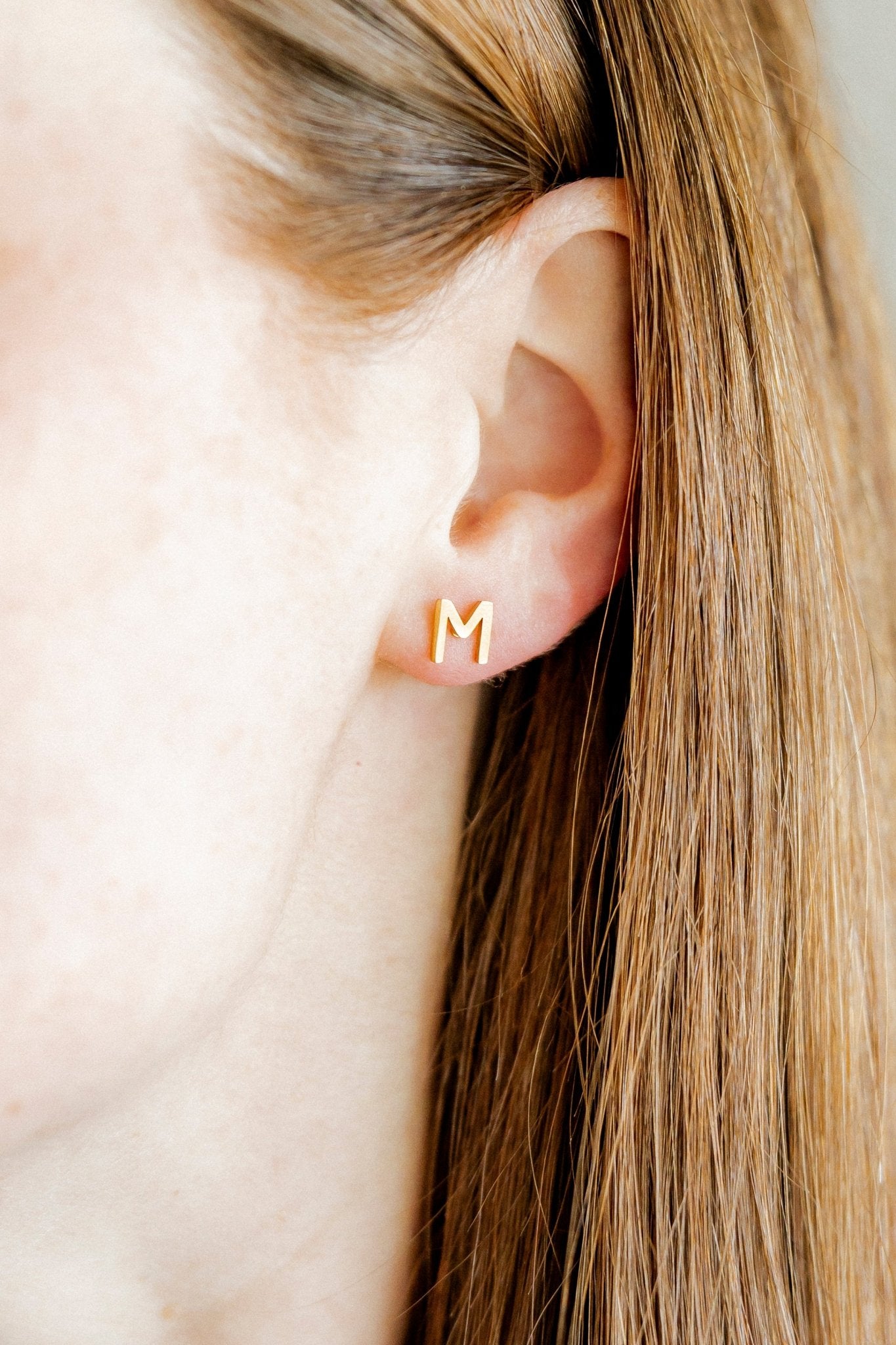 Screwback Stud Earrings - Initial M - LINNY CO WholesaleStuds