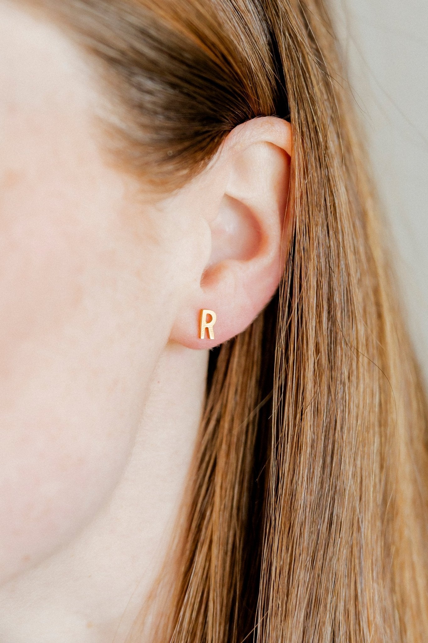 Screwback Stud Earrings - Initial R - LINNY CO WholesaleStuds