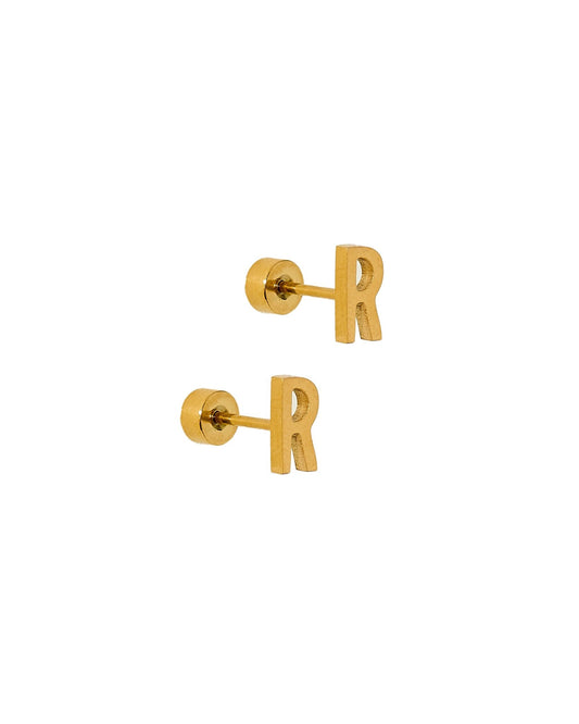 Screwback Stud Earrings - Initial R - LINNY CO WholesaleStuds