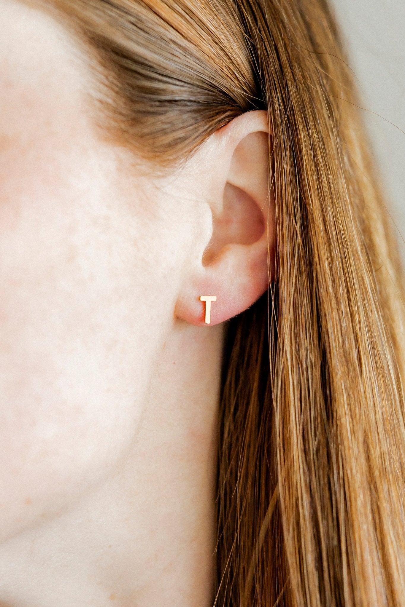 Screwback Stud Earrings - Initial T - LINNY CO WholesaleStuds