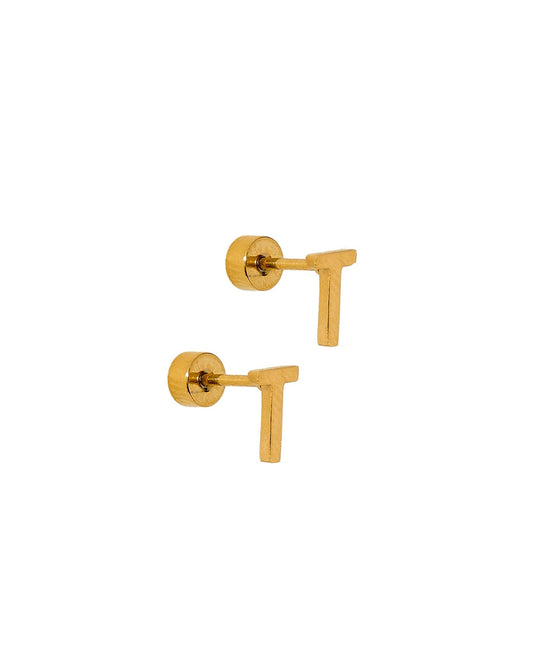 Screwback Stud Earrings - Initial T - LINNY CO WholesaleStuds