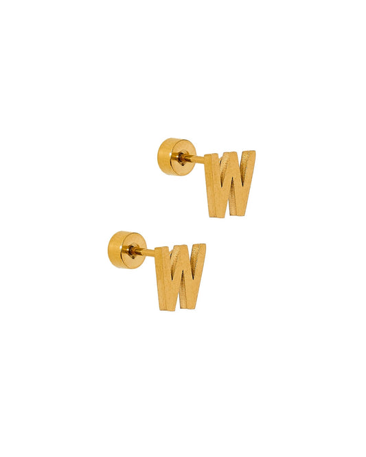Screwback Stud Earrings - Initial W - LINNY CO WholesaleStuds