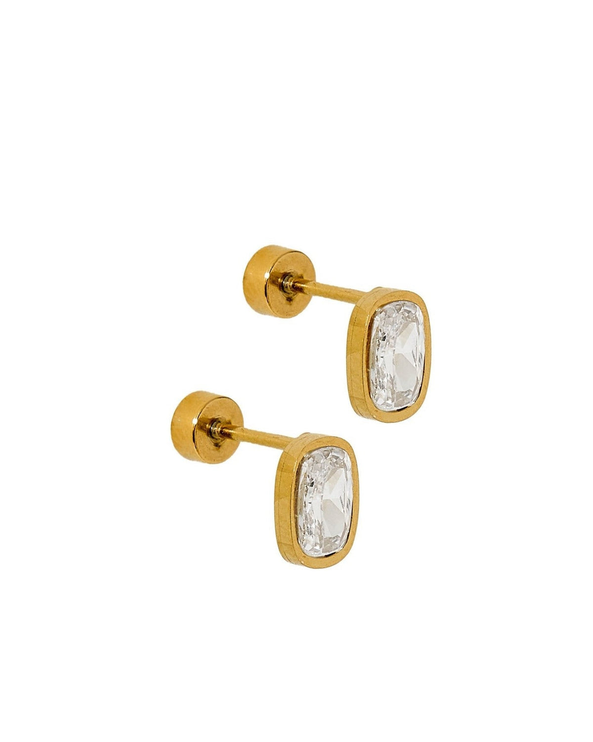 Screwback Stud Earrings - Kay Clear Gold - LINNY CO WholesaleStuds