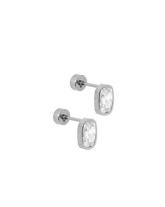 Screwback Stud Earrings - Kay Clear Silver - LINNY CO WholesaleStuds