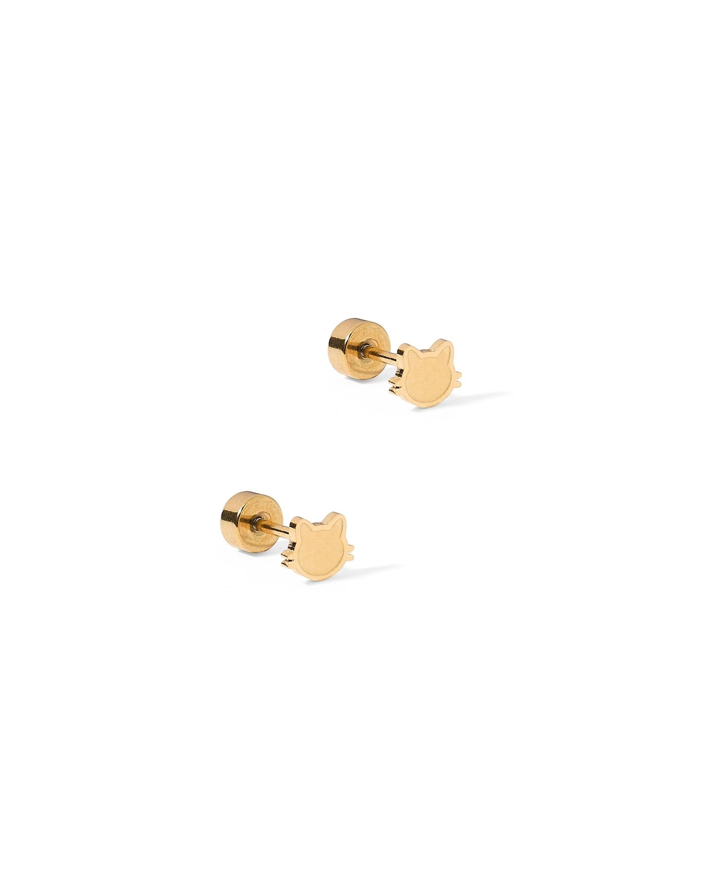 Screwback Stud Earrings - Kitty Cat Gold - LINNY CO WholesaleStuds