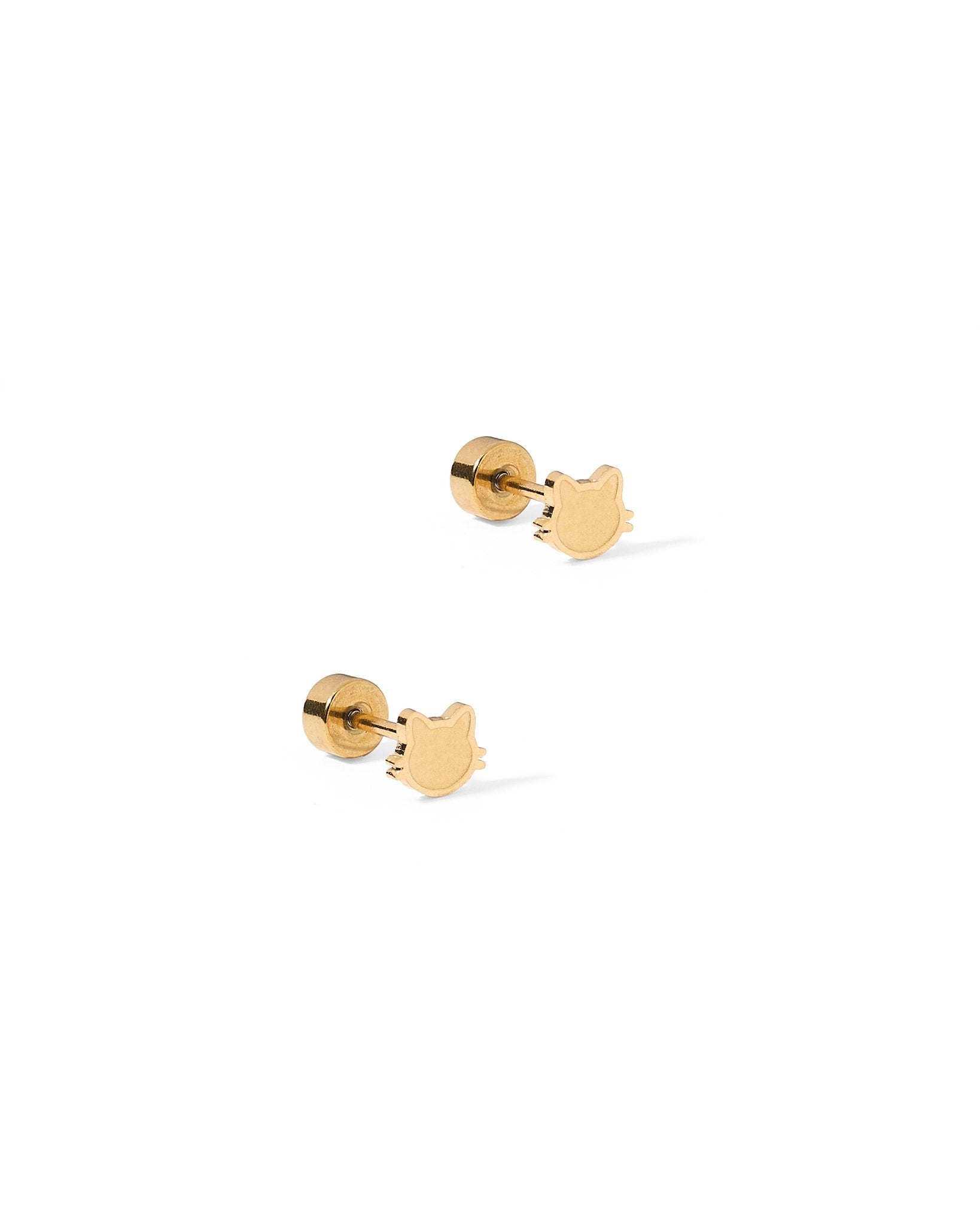 Screwback Stud Earrings - Kitty Cat Gold - LINNY CO WholesaleStuds