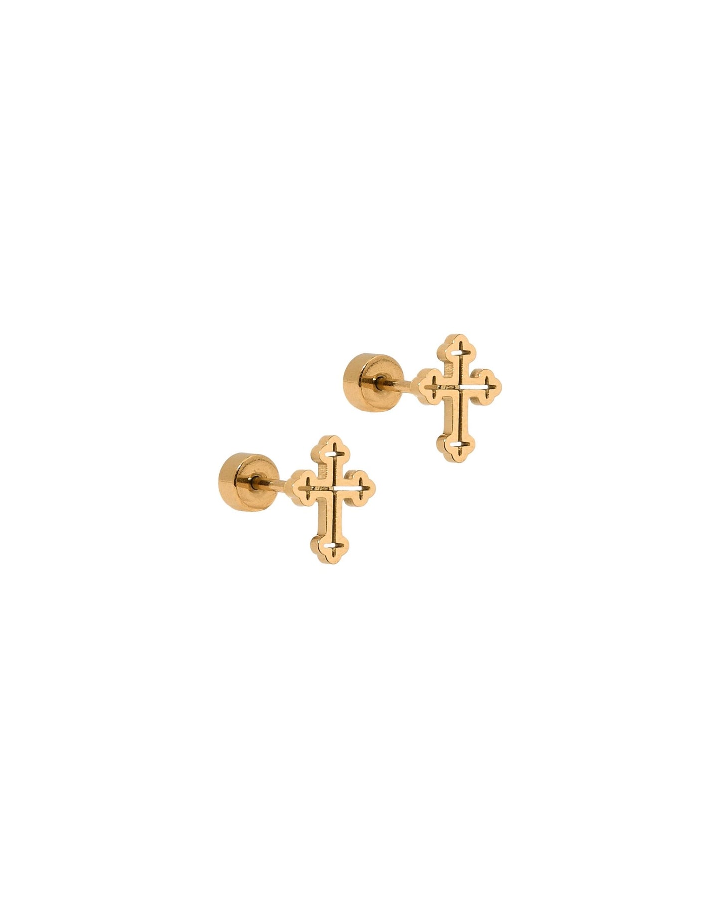 Screwback Stud Earrings - Latin Cross Gold - LINNY CO WholesaleStuds