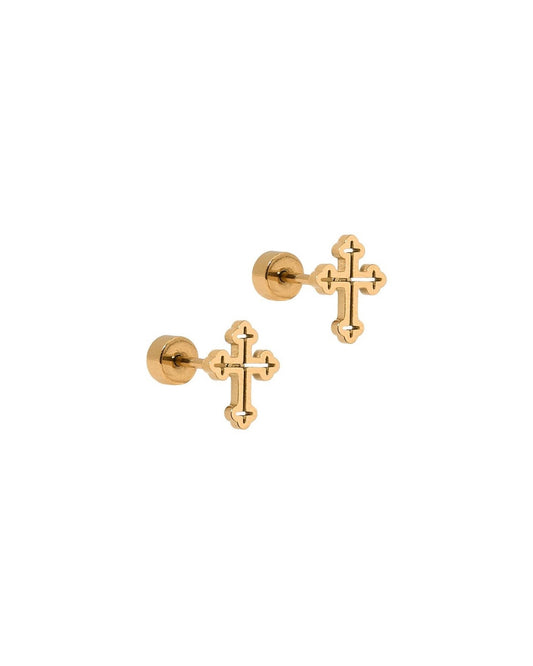 Screwback Stud Earrings - Latin Cross Gold - LINNY CO WholesaleStuds