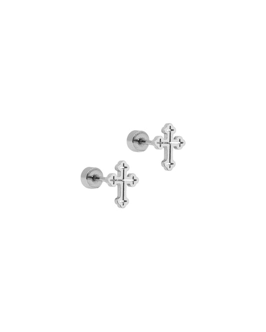 Screwback Stud Earrings - Latin Cross Silver - LINNY CO WholesaleStuds