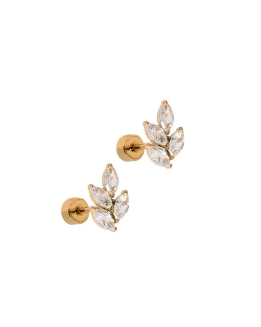 Screwback Stud Earrings - Laurel Gold - LINNY CO Wholesale