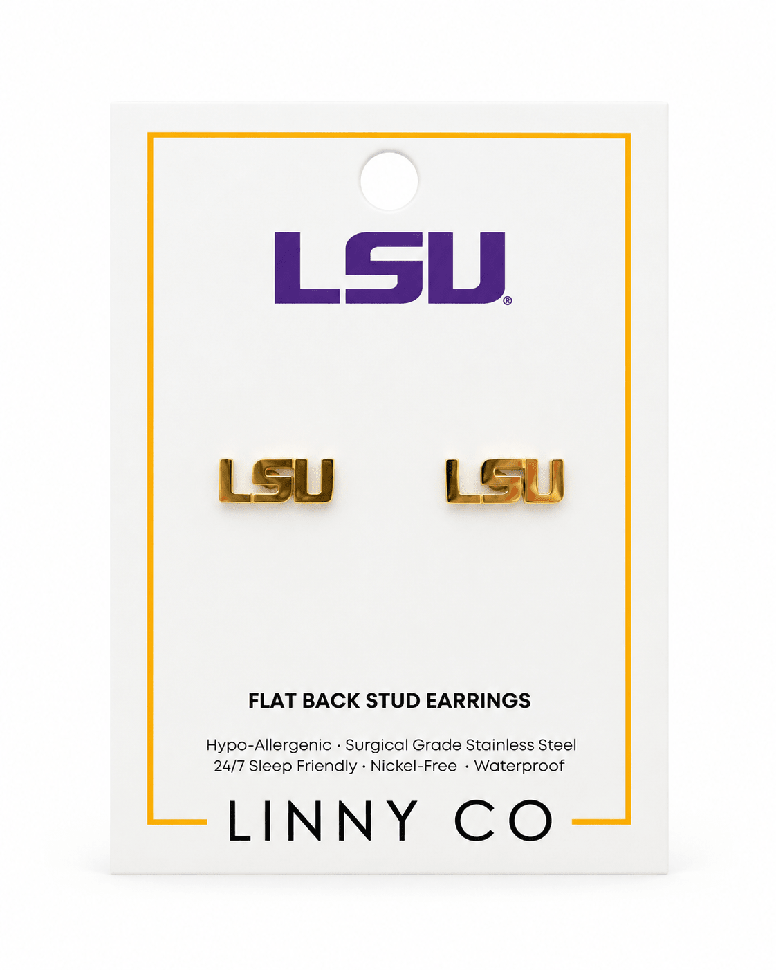 Screwback Stud Earrings - LSU Logo Gold - LINNY CO WholesaleStud