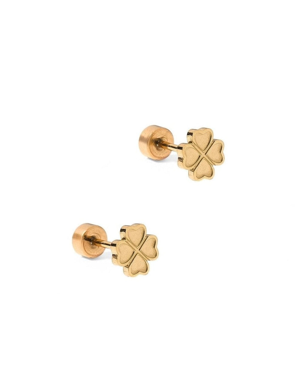 Screwback Stud Earrings - Lucky Clover Gold - LINNY CO WholesaleStuds