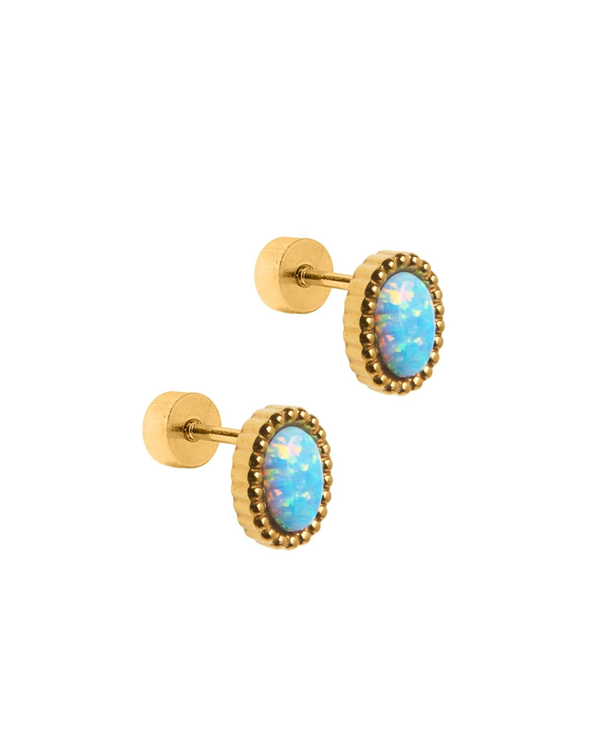 Screwback Stud Earrings - Luna Opal Blue - LINNY CO WholesaleStuds