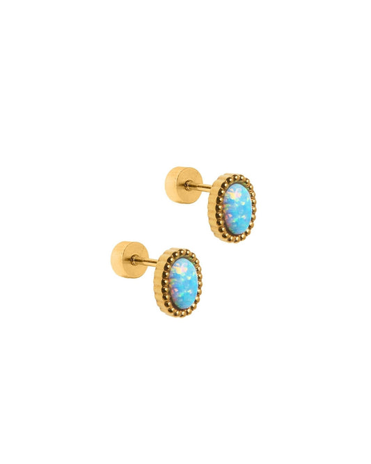 Screwback Stud Earrings - Luna Opal Blue - LINNY CO WholesaleStuds