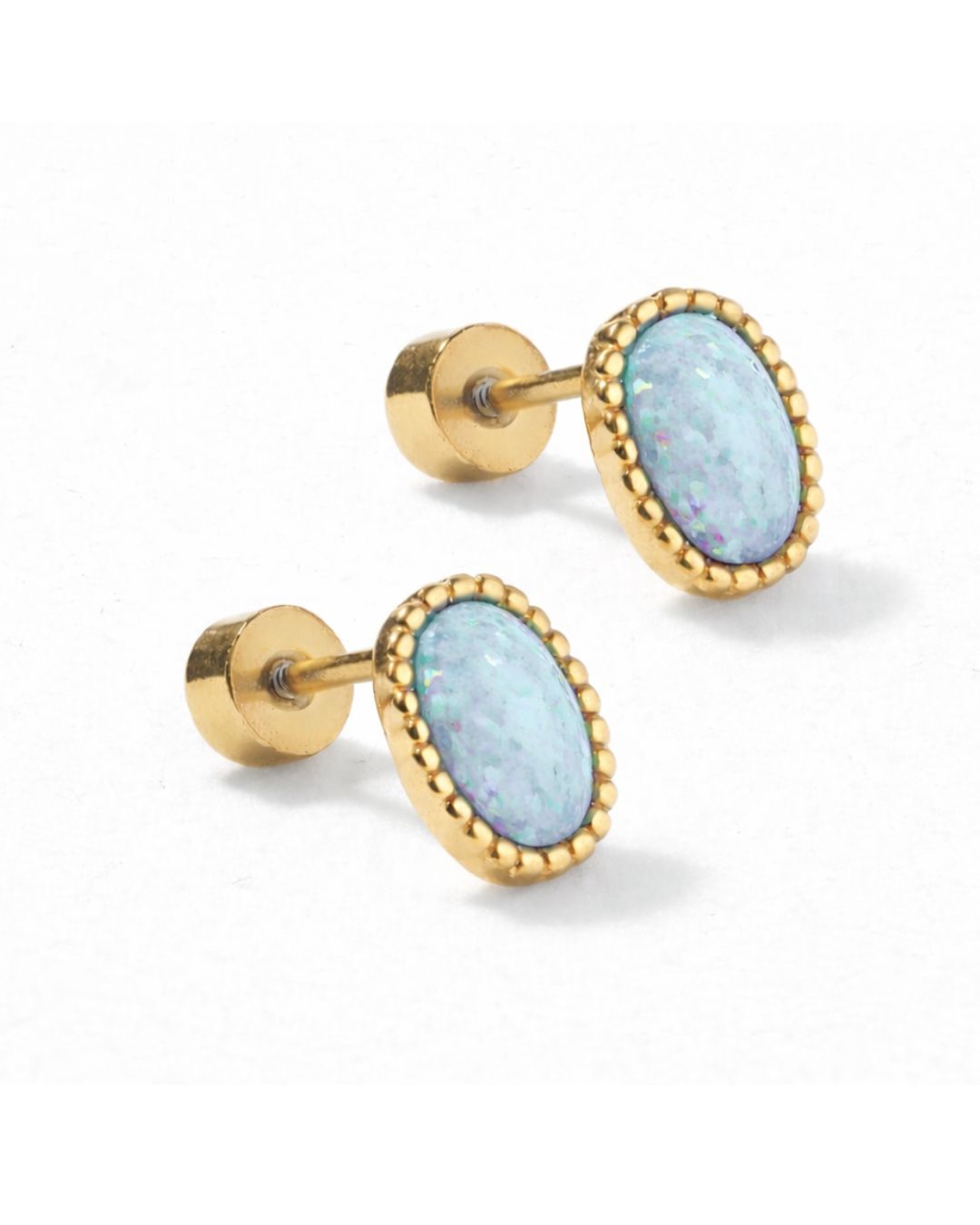 Screwback Stud Earrings - Luna Opal Blue - LINNY CO WholesaleStuds