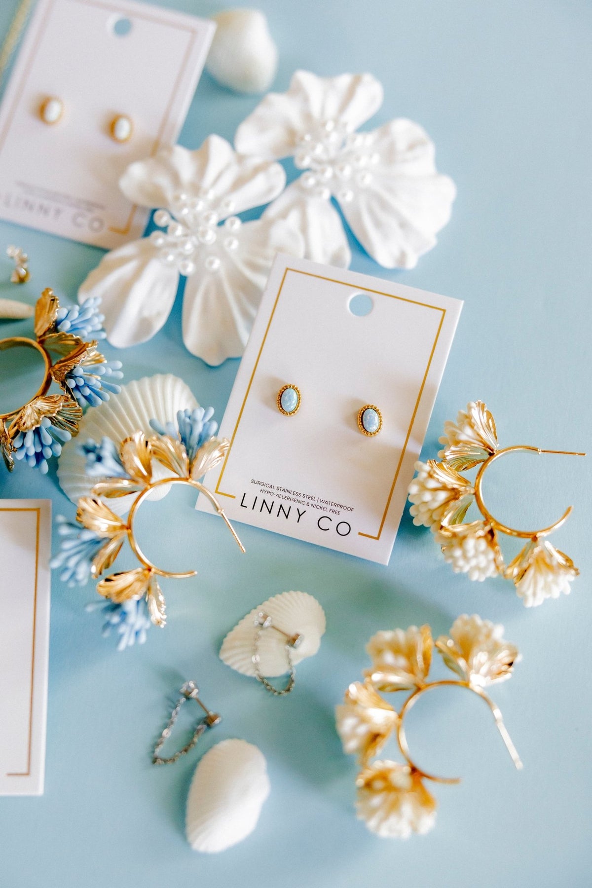 Screwback Stud Earrings - Luna Opal Blue - LINNY CO WholesaleStuds