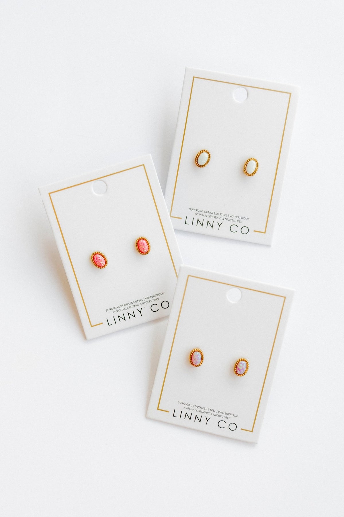 Screwback Stud Earrings - Luna Opal Hot Pink - LINNY CO WholesaleStuds