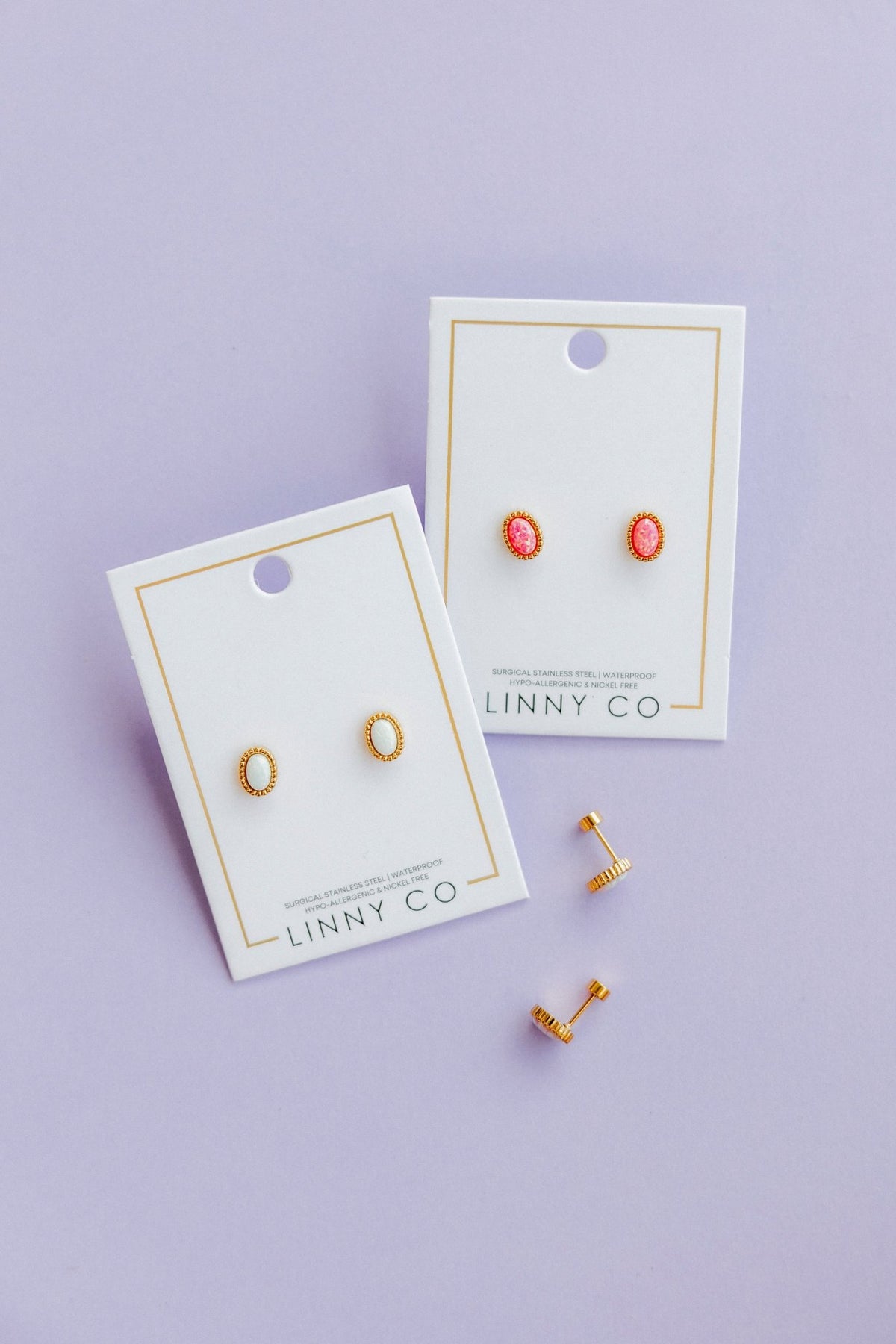 Screwback Stud Earrings - Luna Opal Hot Pink - LINNY CO WholesaleStuds