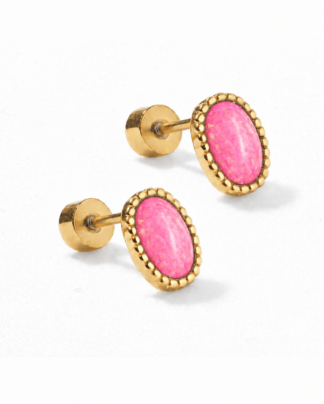 Screwback Stud Earrings - Luna Opal Hot Pink - LINNY CO WholesaleStuds
