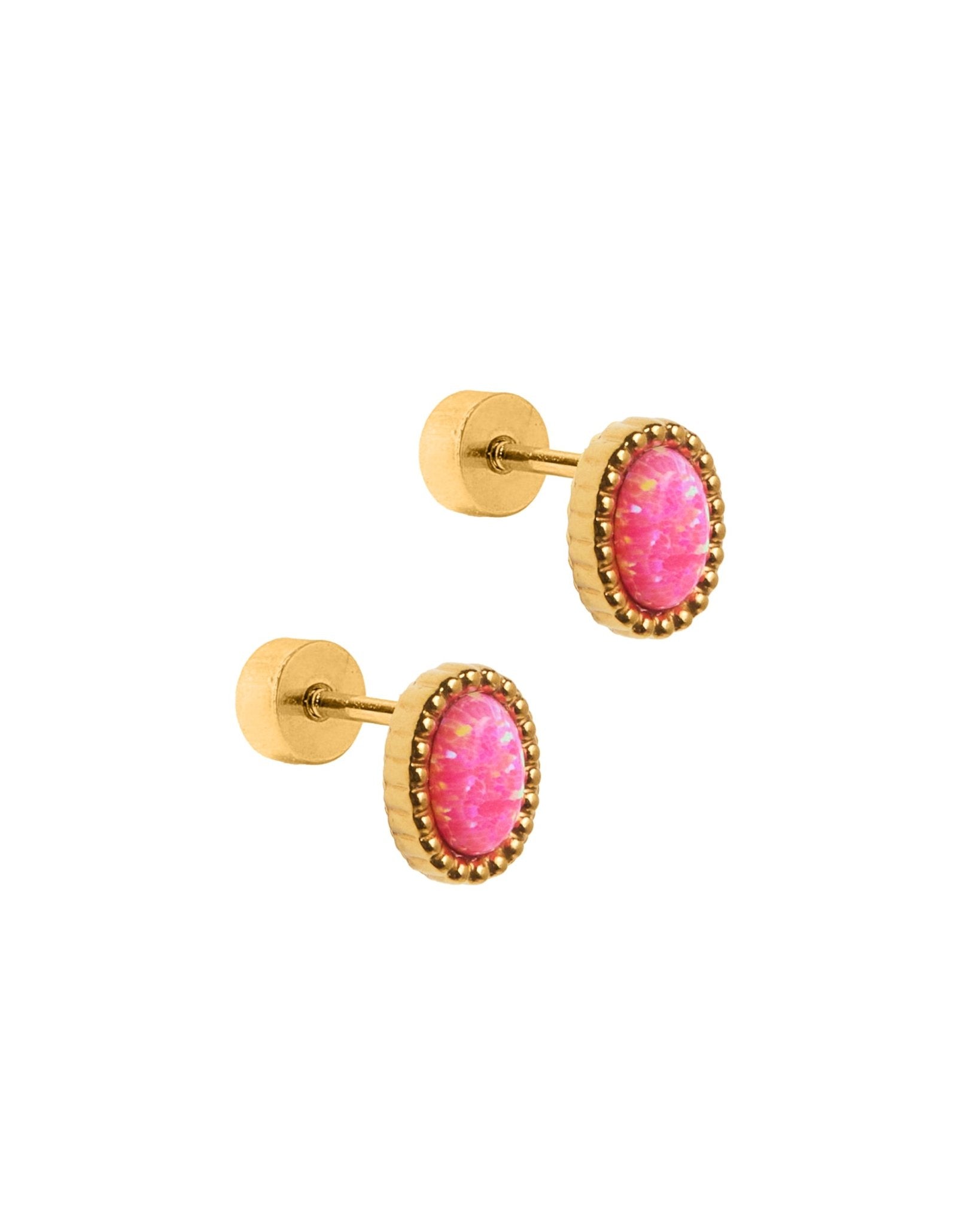 Screwback Stud Earrings - Luna Opal Hot Pink - LINNY CO WholesaleStuds
