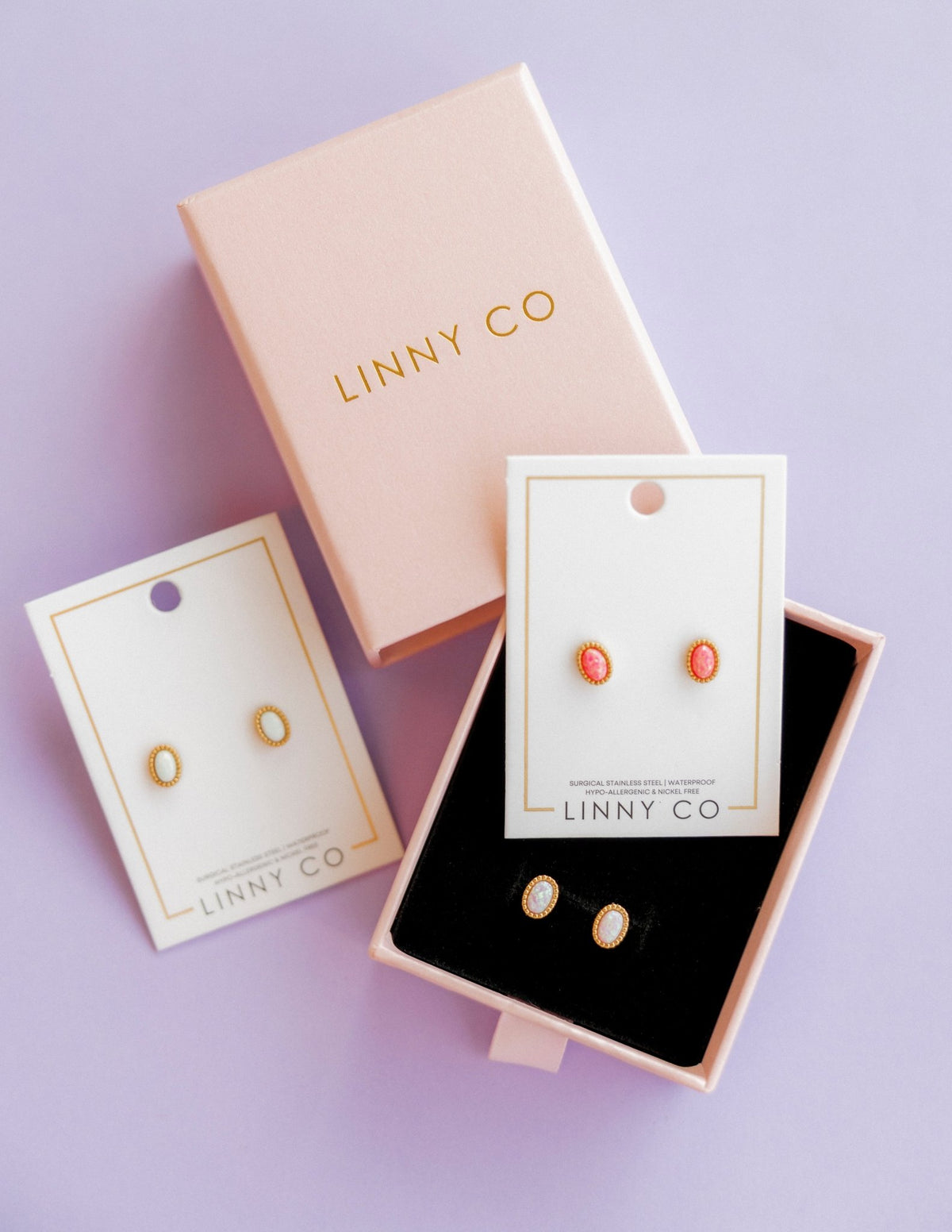 Screwback Stud Earrings - Luna Opal Hot Pink - LINNY CO WholesaleStuds