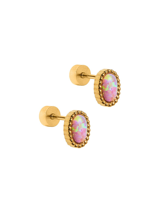 Screwback Stud Earrings - Luna Opal Light Pink - LINNY CO WholesaleStuds