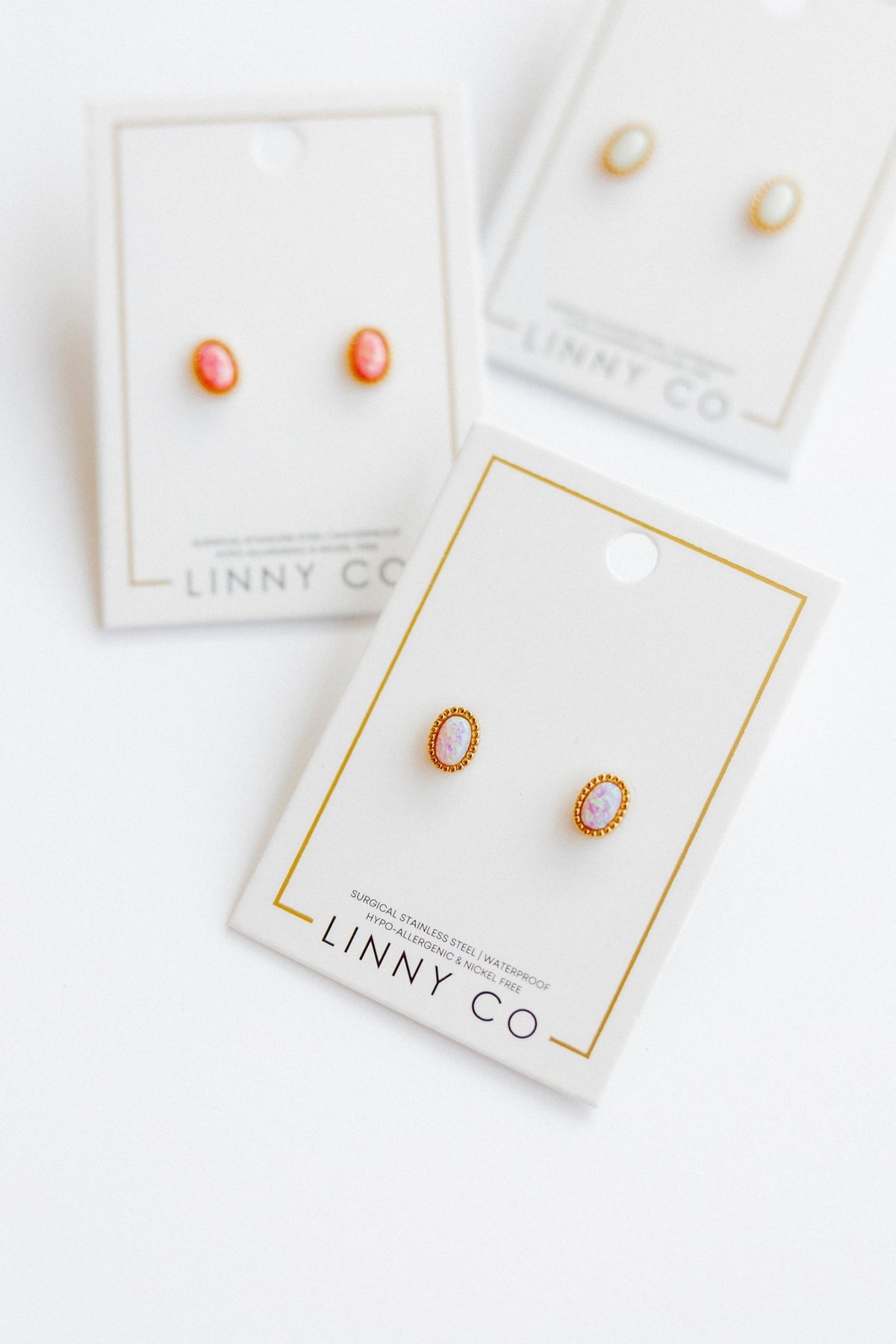Screwback Stud Earrings - Luna Opal Light Pink - LINNY CO WholesaleStuds