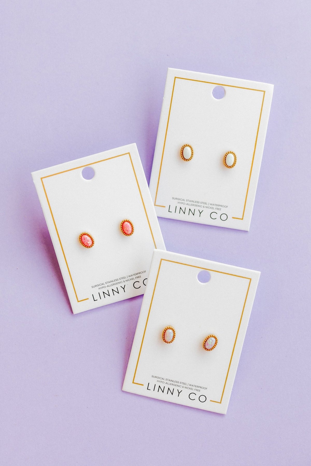 Screwback Stud Earrings - Luna Opal Light Pink - LINNY CO WholesaleStuds