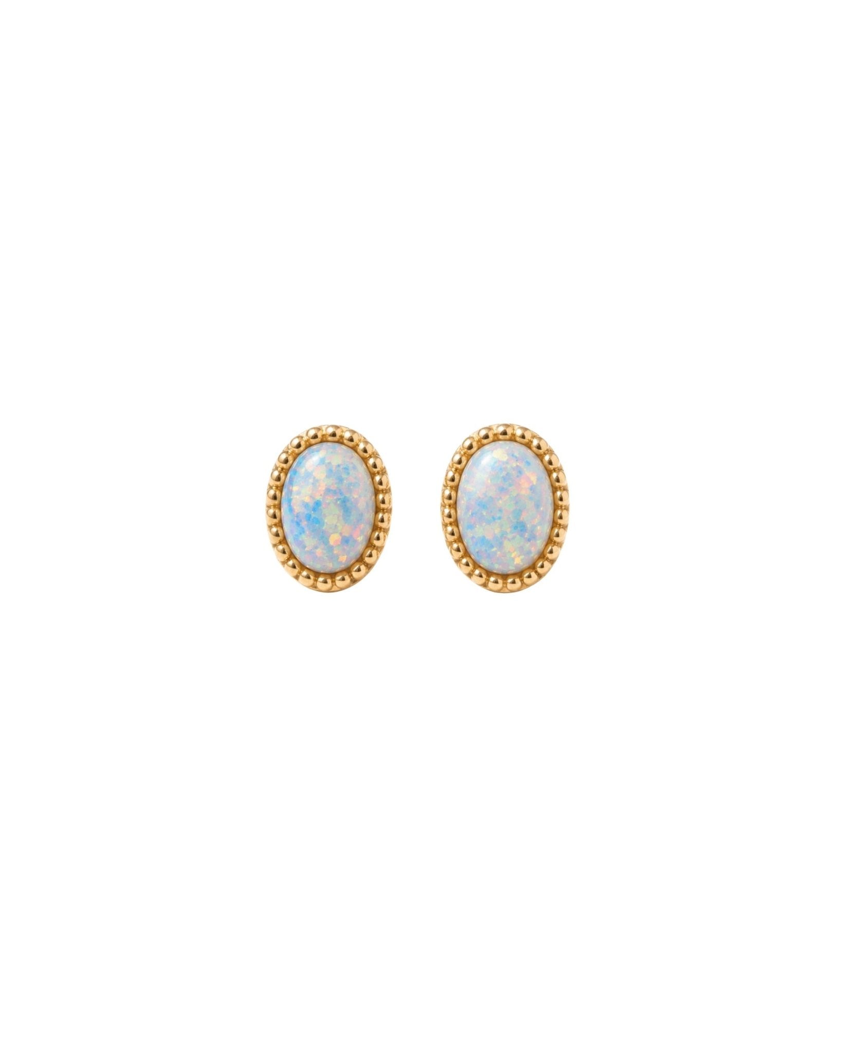 Screwback Stud Earrings - Luna Opal White - LINNY CO WholesaleStuds